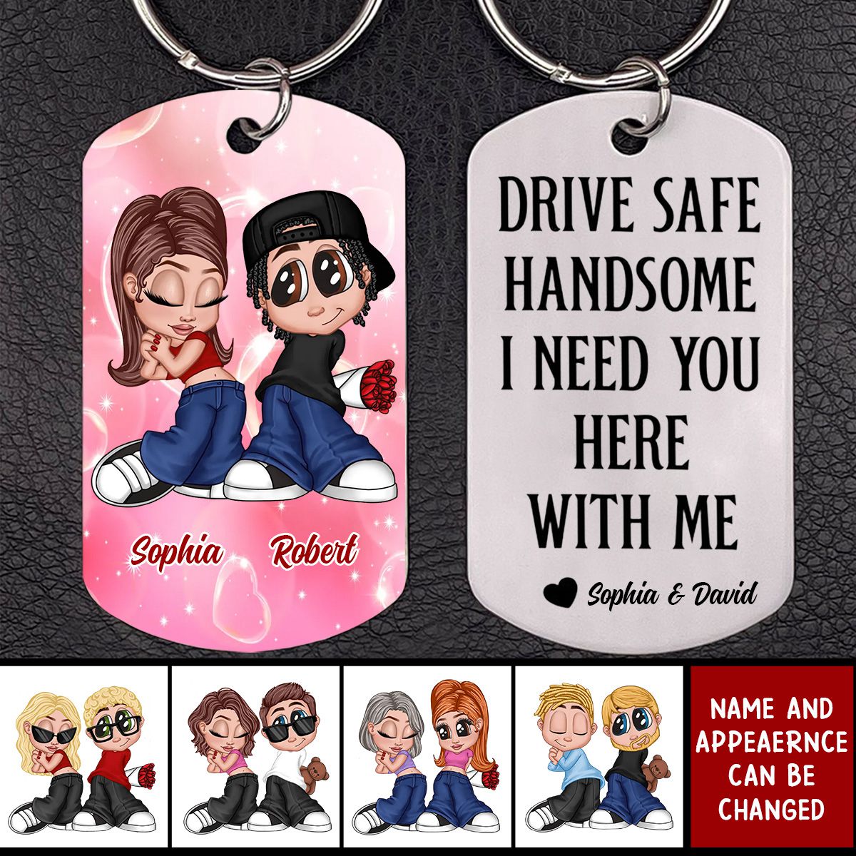 Y2K Couple - Drive Safe - Personalized Engraved Stainless Steel Keychain
