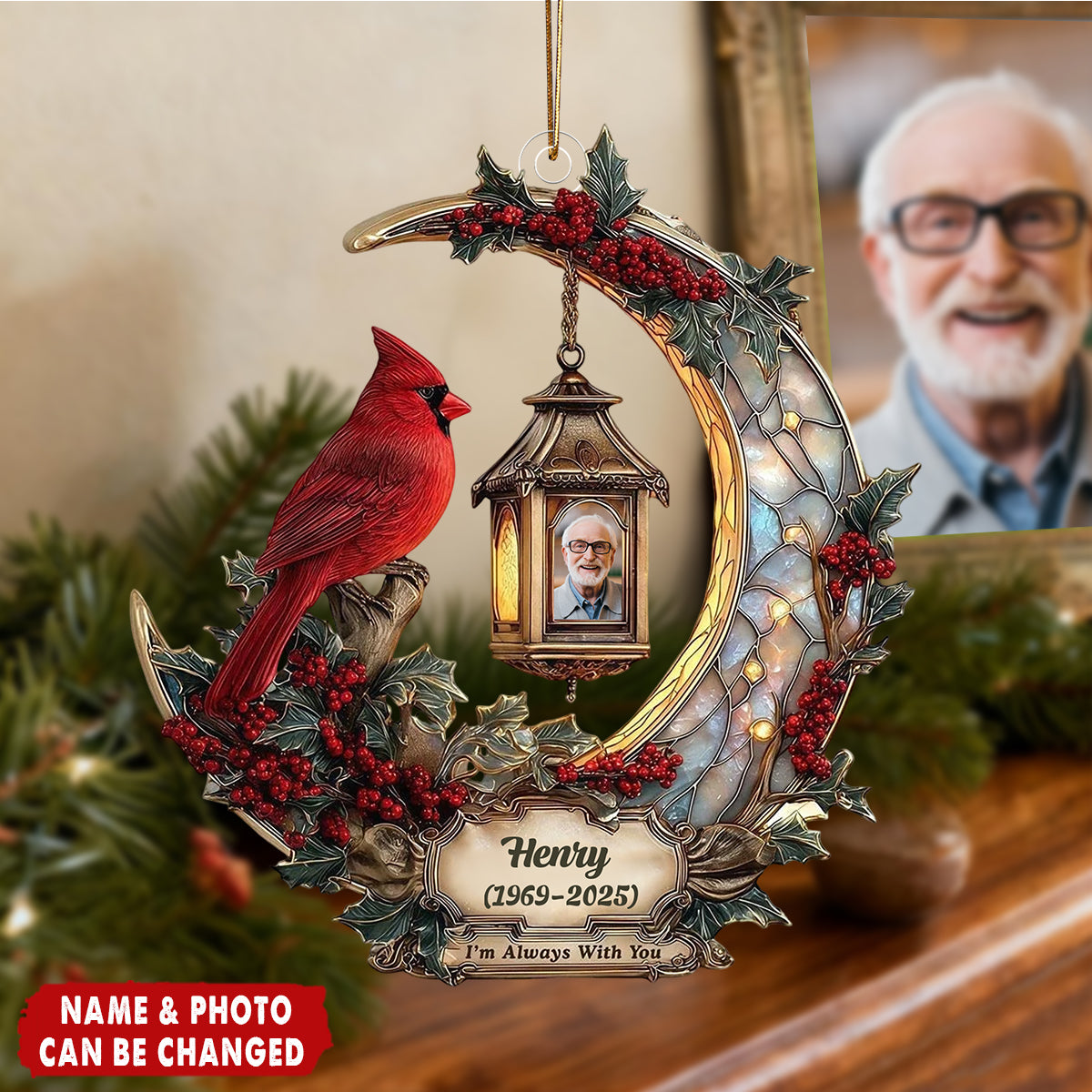 I Am Always With You Acrylic Ornament, Cardinal Memorial Ornament
