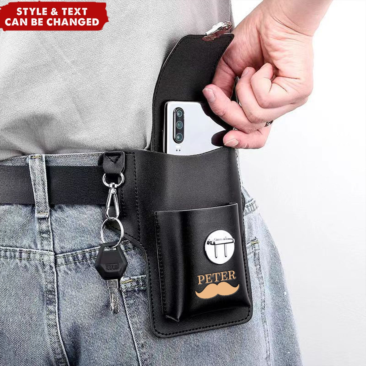 Personalized PU Leather Pouch Holsters Mobile Phone Waist Bag
