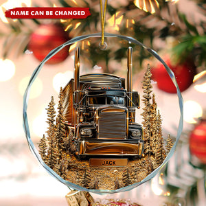 Best Truck Driver - Personalized Trucker Round Shaped Glass Ornament