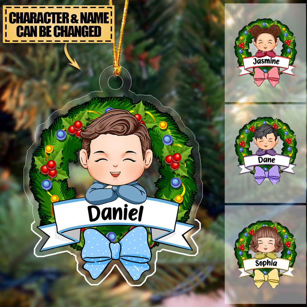 Cute Smiling Kid Personalized Christmas Acrylic Ornament