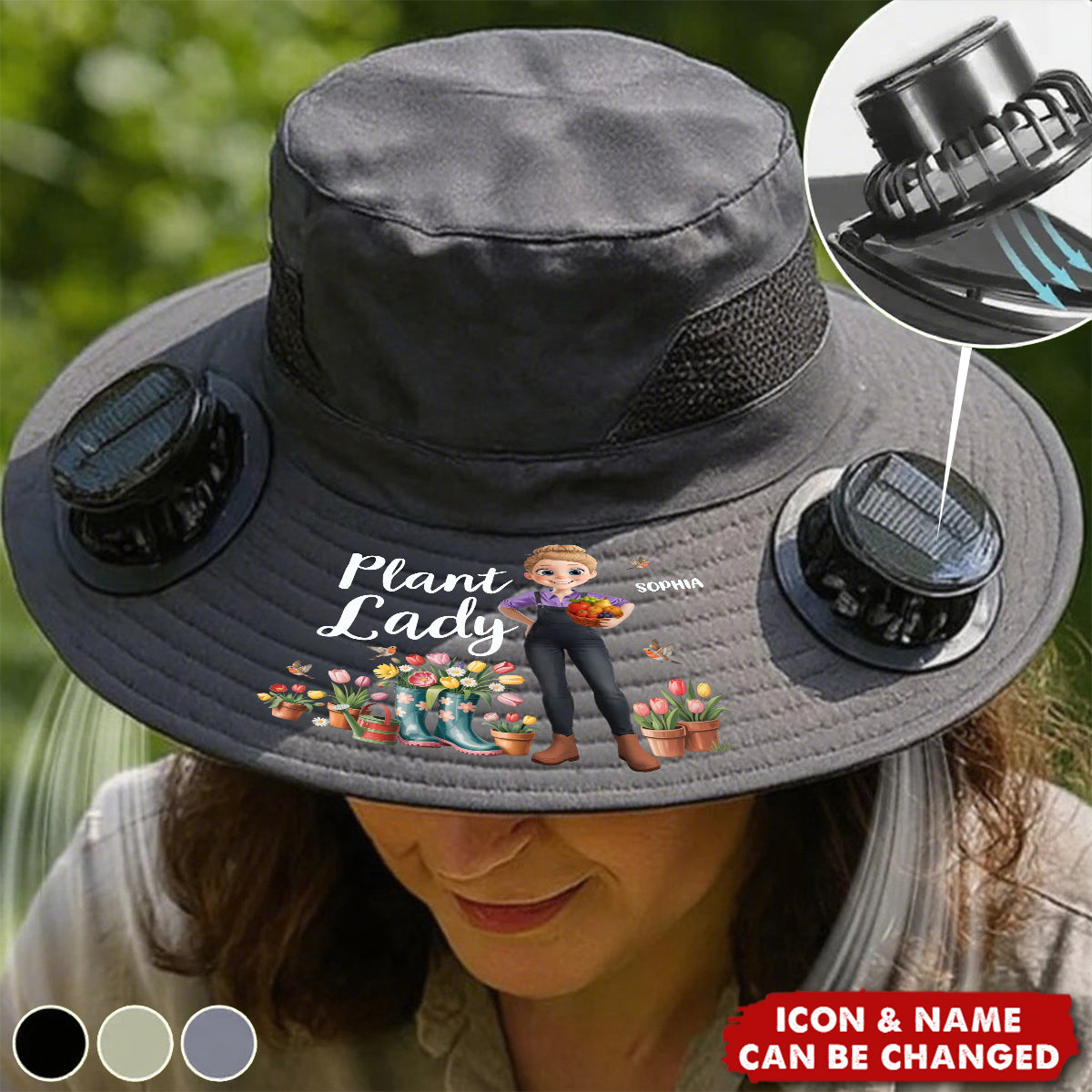 Custom Hat With Fans Solar Power - Personalized Garden Gifts For Gardeners - Plant Dreams, Grow Joy