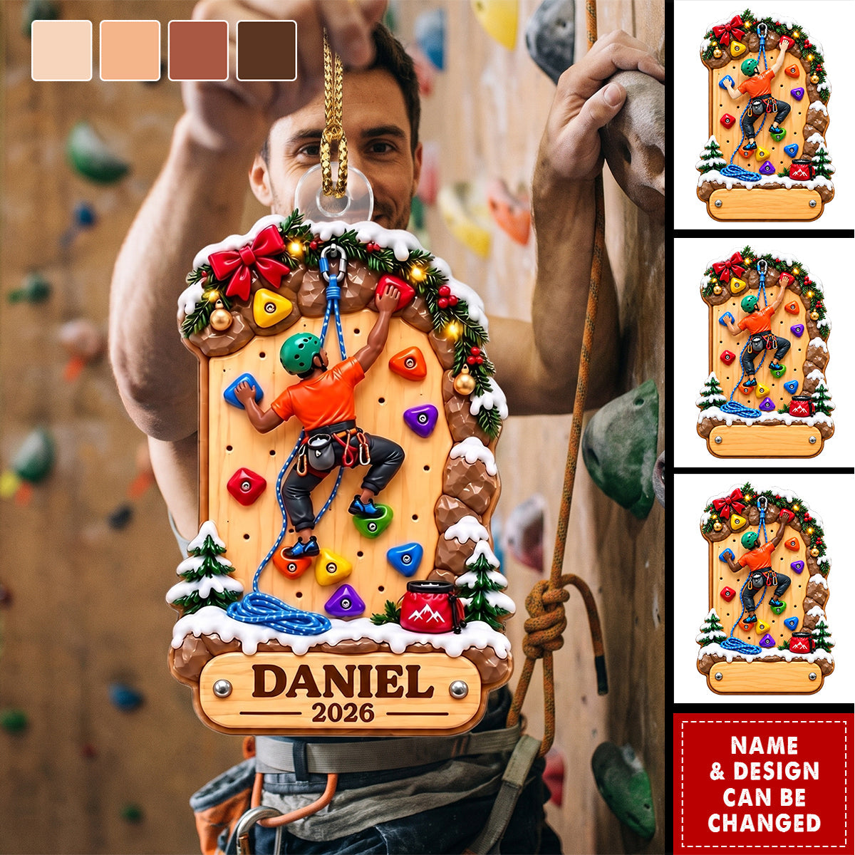 Personalized Rock Climbing Acrylic Ornament-Gift For Rock Climbers, Kids & Grandkids
