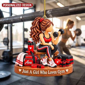 Personalized Gym Girl Ornament, Just A Girl Who Loves Gym Acrylic Ornament