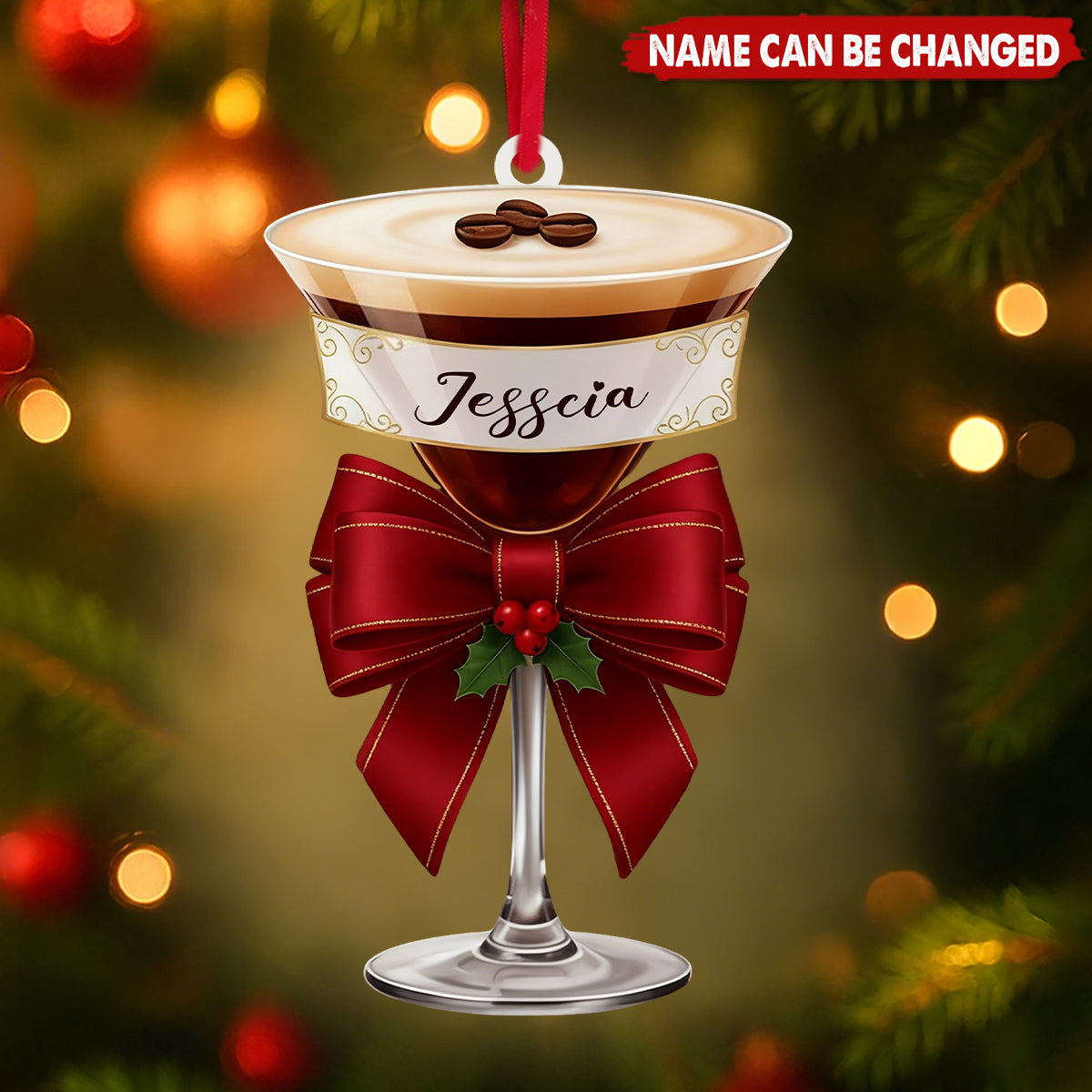Personalized Espresso Martini Ornament – Custom Name Acrylic Christmas Decor