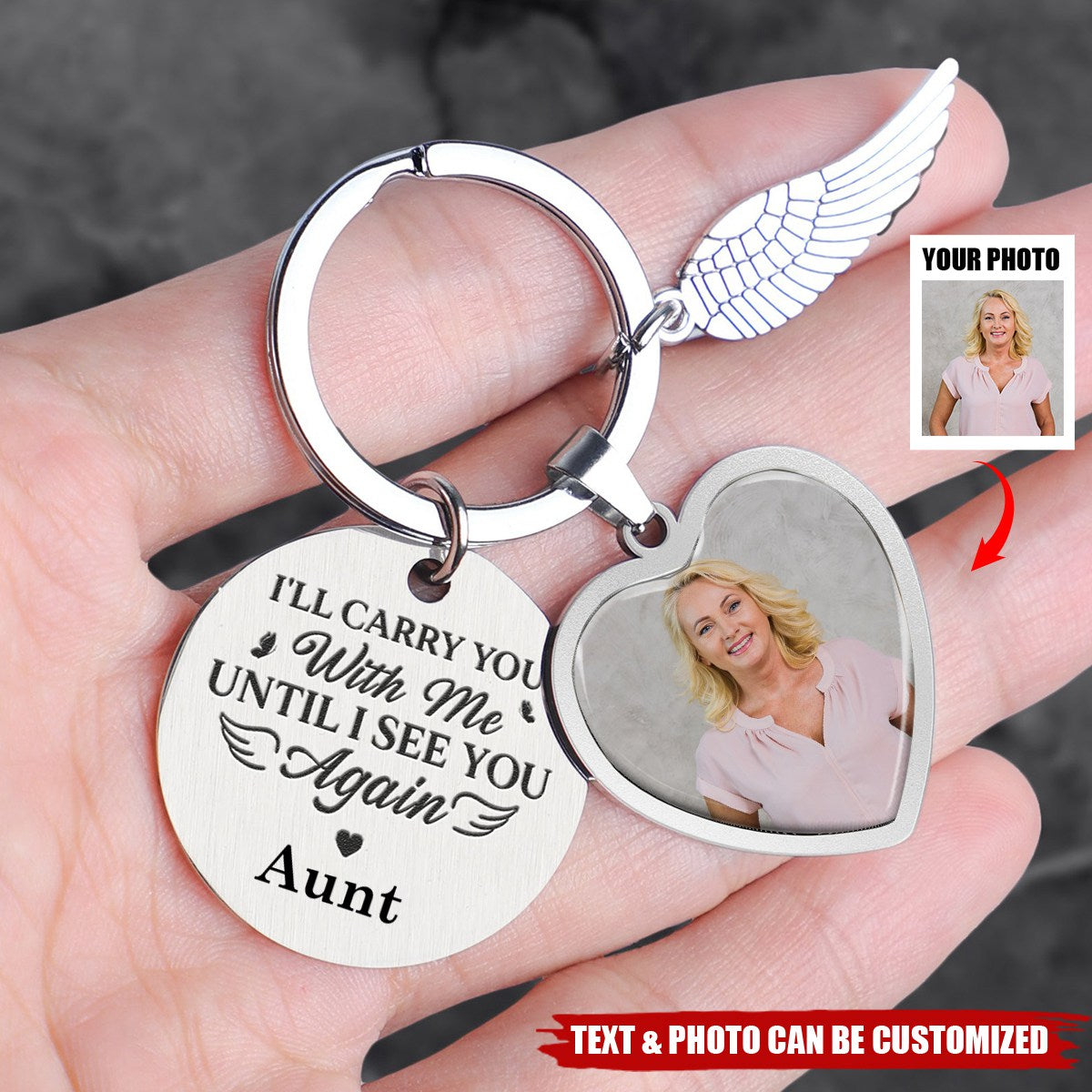 I'll Carry You With Me Memorial Gift - Personalized Photo Keychain