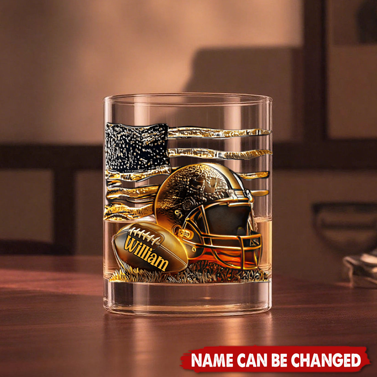 Whiskey And Football - Personalized Football Whiskey Glass
