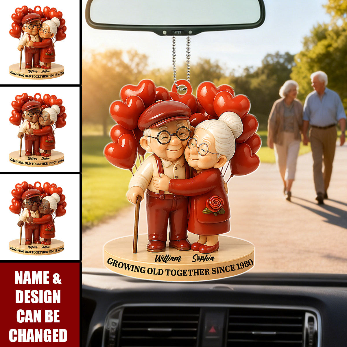 Growing Old Together - Personalized Car Acrylic Hanging Ornament