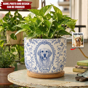 Custom Photo Home Decor Ceramic Plant Pot - Personalized Birthday Gifts For Dog Cat Lovers, Dog Dad And Mom, Cat Owners - Love Grows Right Here