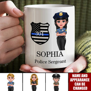 Police Thin Blue Line Personalized Mug, Appreciation Gift, Christmas Gift For Colleagues, Boss, Police Officers, Sheriff, Deputy Sheriff