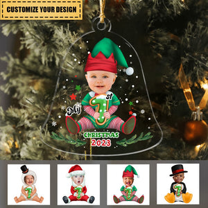 Transparent Ornament - Christmas Gifts - Custom Transparent Ornament from Photo - Christmas Bell Reindeer - My First Christmas 2023