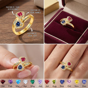 Love You Forever - Personalized Duo Birthstone Ring