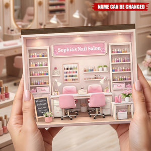 Custom Nail Salon Wooden Plaque, Personalized Miniature Display Decor