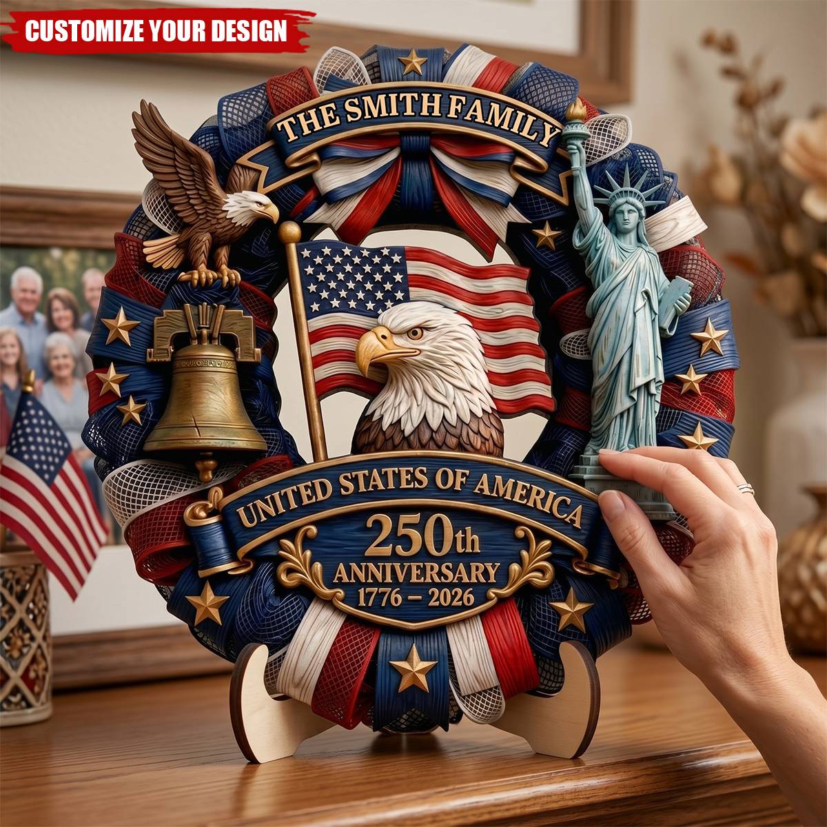 1776-2026 Eagle Liberty Bell - United States 250th Anniversary USA Patriotic Home Wooden Decor