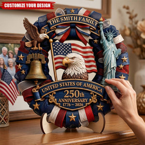 1776-2026 Eagle Liberty Bell - United States 250th Anniversary USA Patriotic Home Wooden Decor
