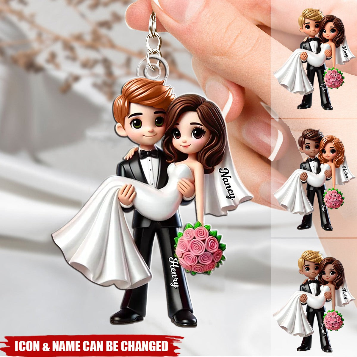 Personalized Mr Mrs First Christmas Married Couple Personalized Acrylic Keychain, Gift For Him, Her