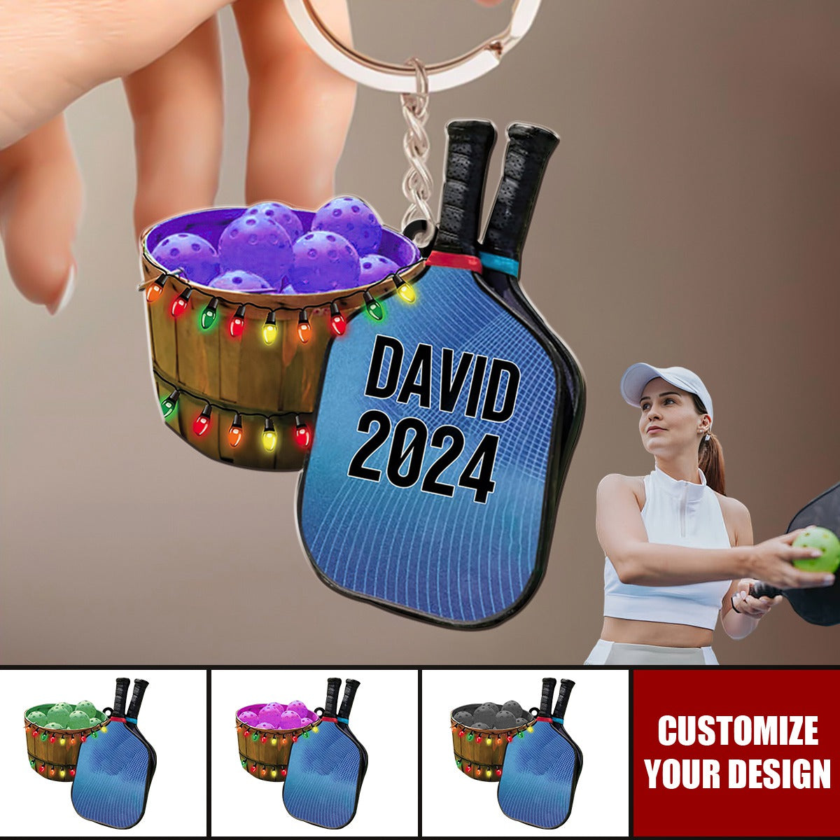 Personalized Pickleball Keychain - Pickleball Custom Keychain