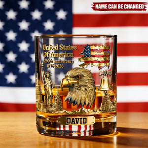 250th Anniversary - Personalized Bald Eagle Whiskey Glass