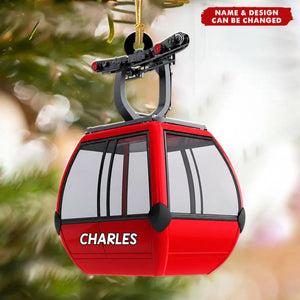 Personalized Ski Gondola Ornament – Winter Mountain Acrylic Decor
