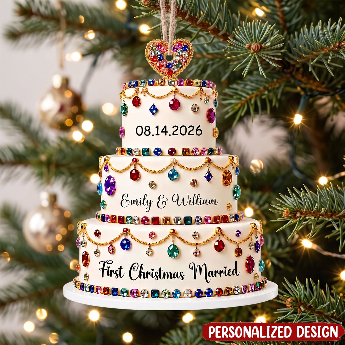 First Christmas Married, Custom Acrylic Ornament, Gift For Couples