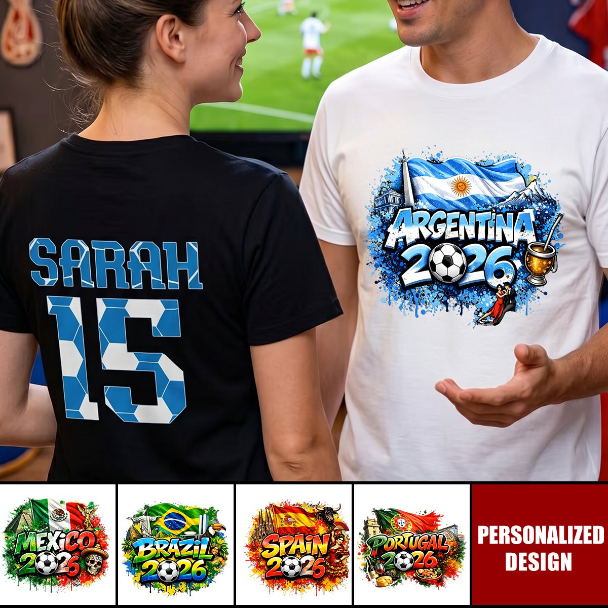 Custom World Cup National Pattern Shirt - Personalized Name and Number Game Day World Cup Gift for Soccer Fans