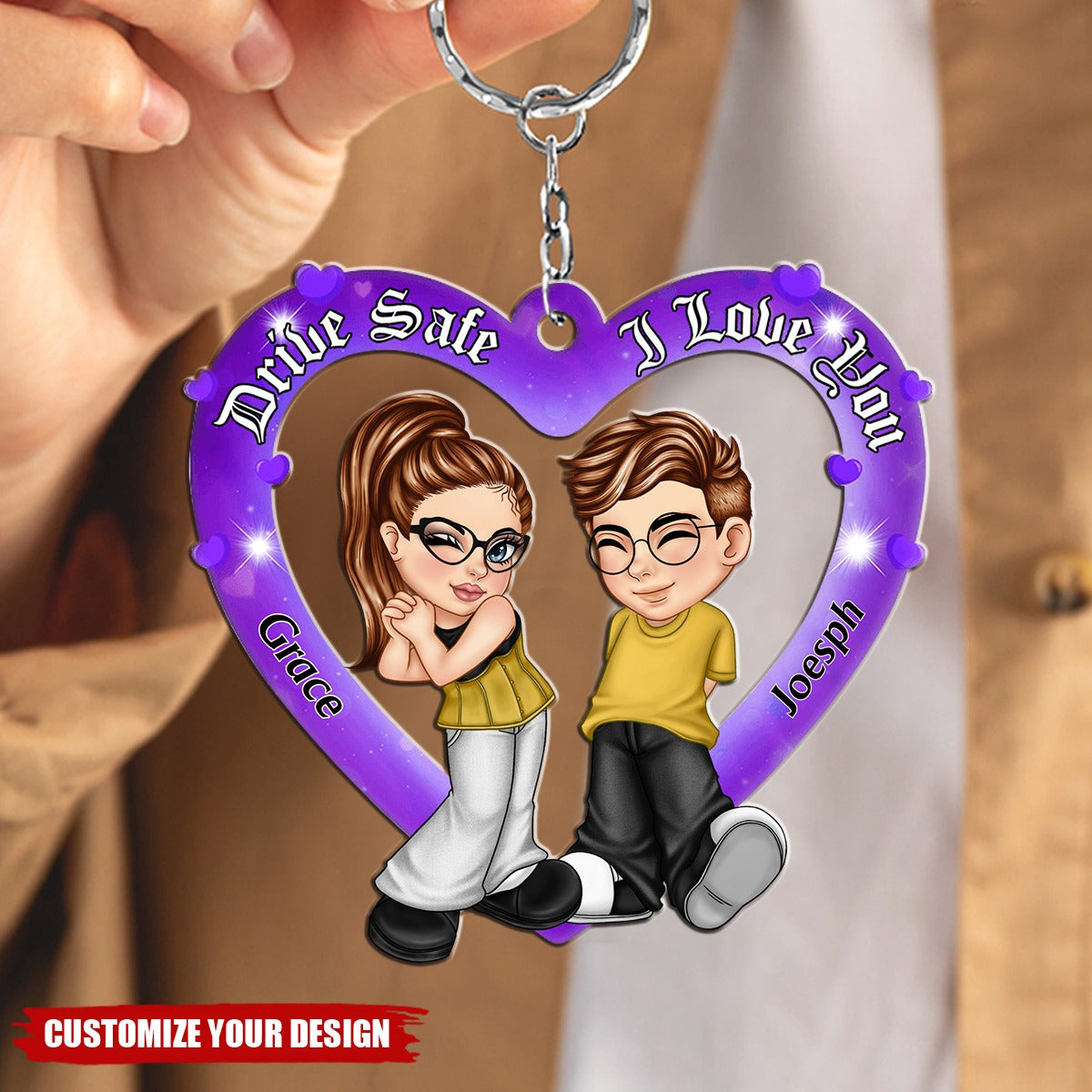 Drive Safe I Love You Y2K Couple Personalized Acrylic Keychain