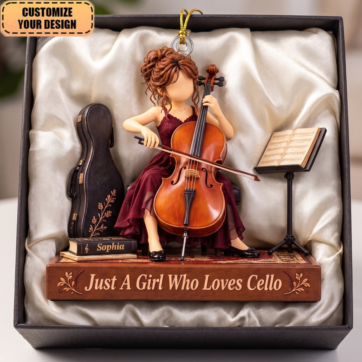 Personalized Cello Girl Acrylic Ornament – Custom Gift For A Daughter Who Plays The Cello