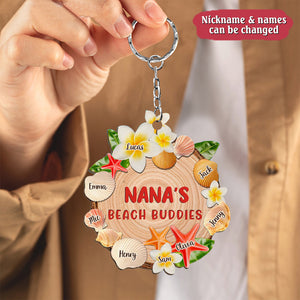 Grandma Mom's Beach Buddies, Summer Vacation Gift For Nana Personalized Keychain