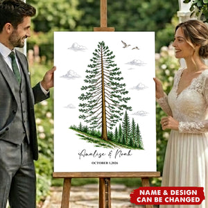 Custom Guest Book Sign Alternative Rustic Pine Tree - Personalized Poster