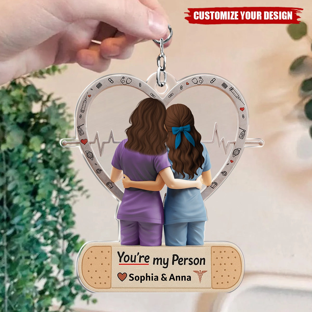 Nurse Besties Acrylic Keychain - Personalized Gifts For Nurse Colleague