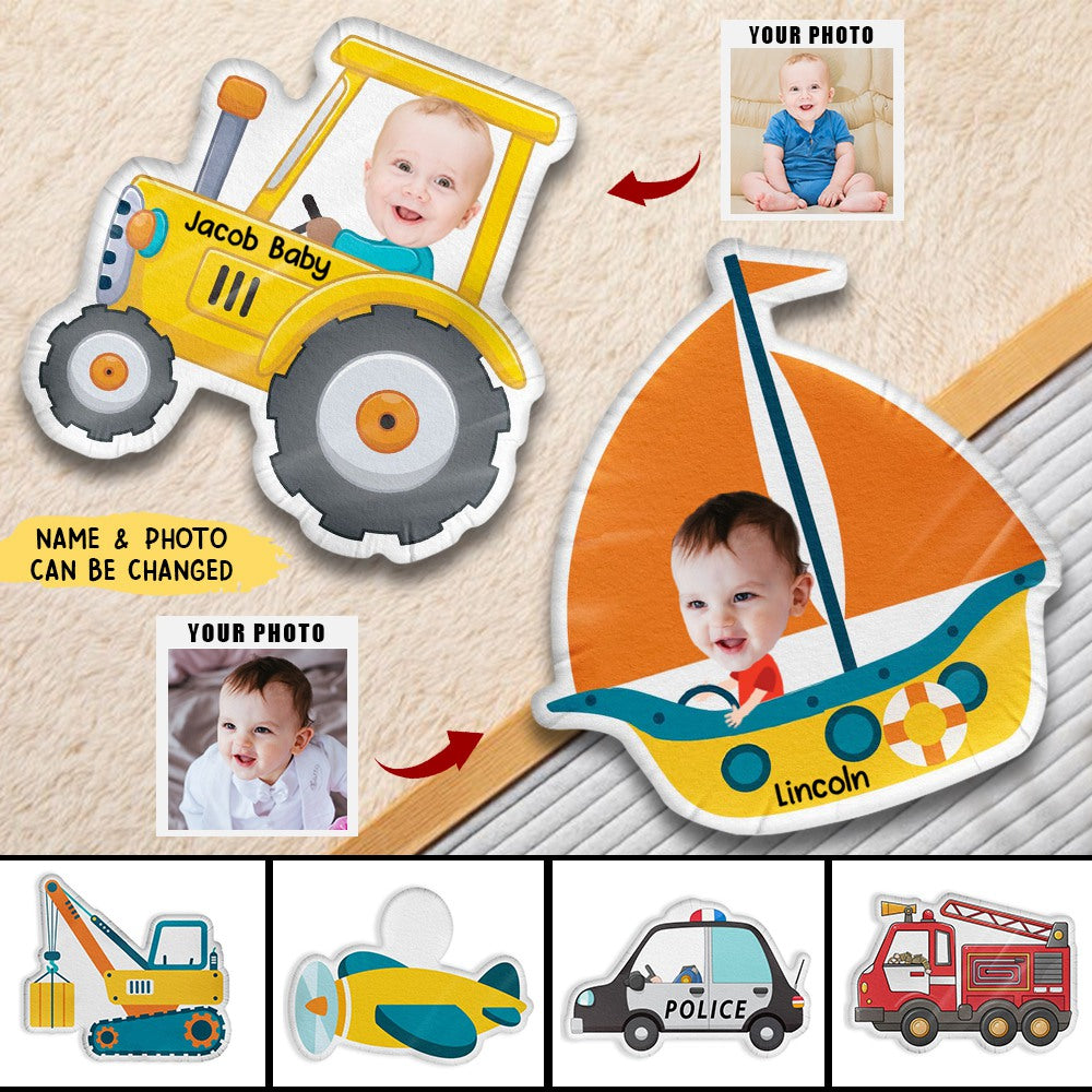 Kids Riding Vehicle - Personalized Photo Shaped Pillow