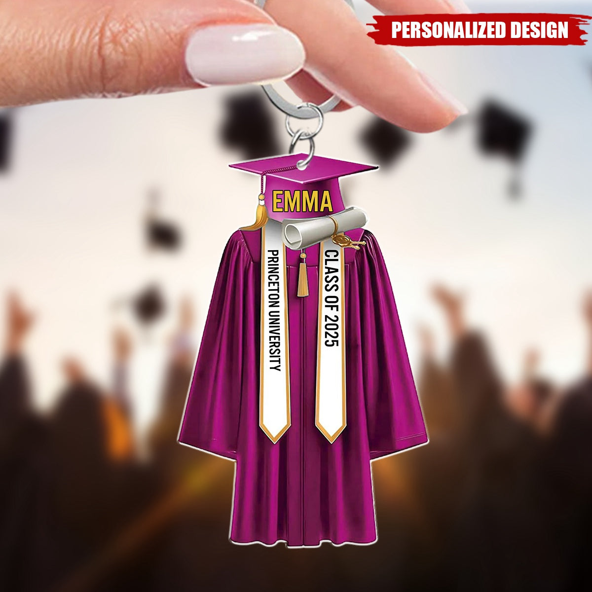 Personalized Graduation Keychain Class of 2025 Graduation Gown Keychain Gifts