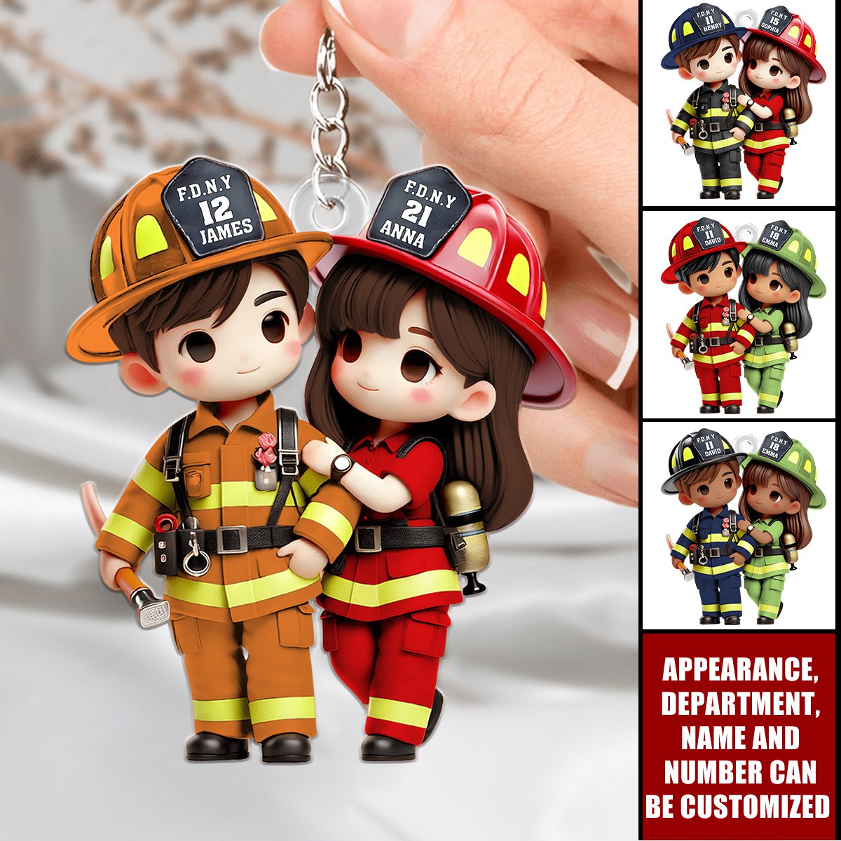 Personalized Gifts For Couple Keychain Firefighter Couple