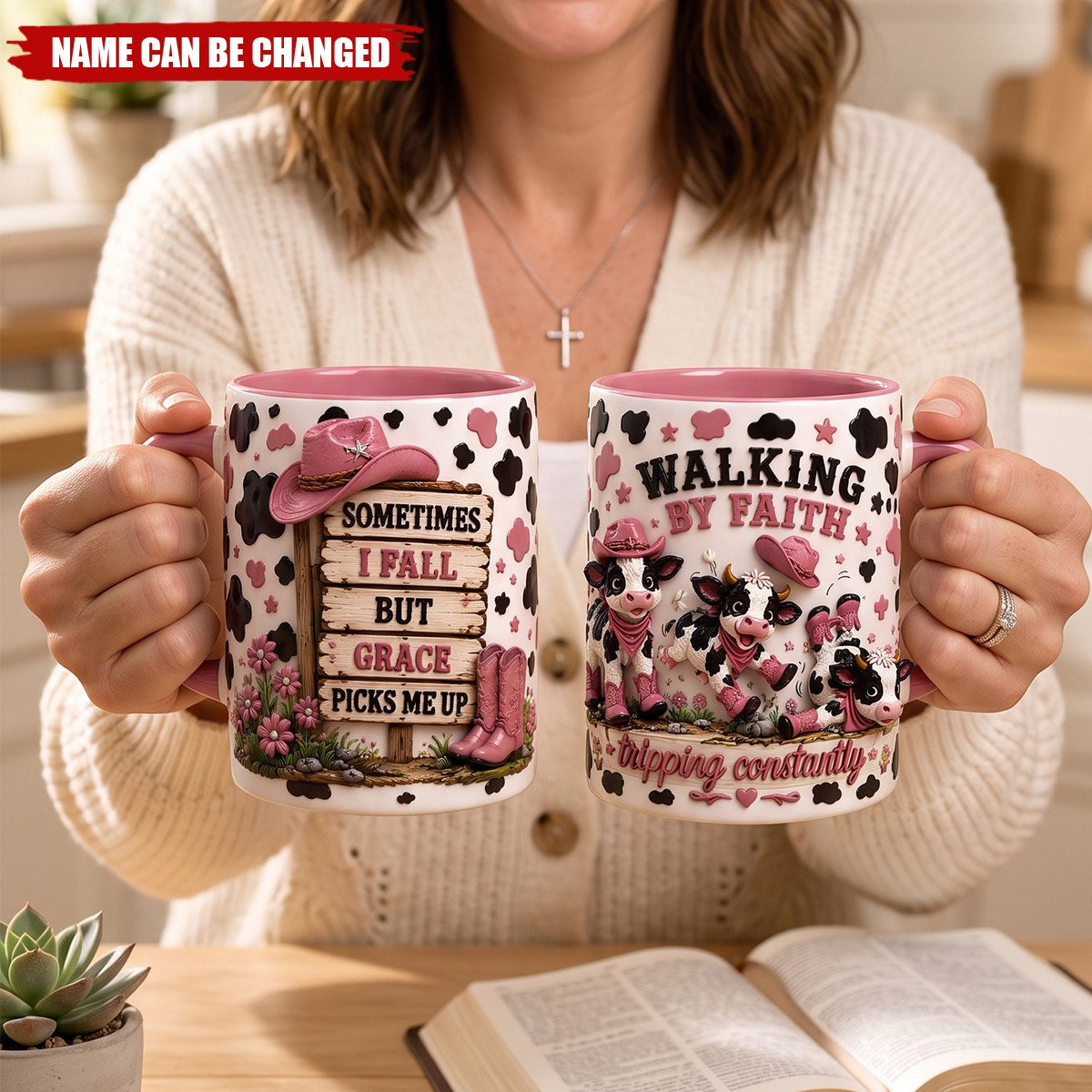 Walking By Faith Cow Coffee Mug - Personalized Gifts For Christian