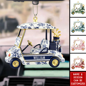 Golf Cart - Personalized Acrylic Car Ornament, Gifts For Golf Lovers