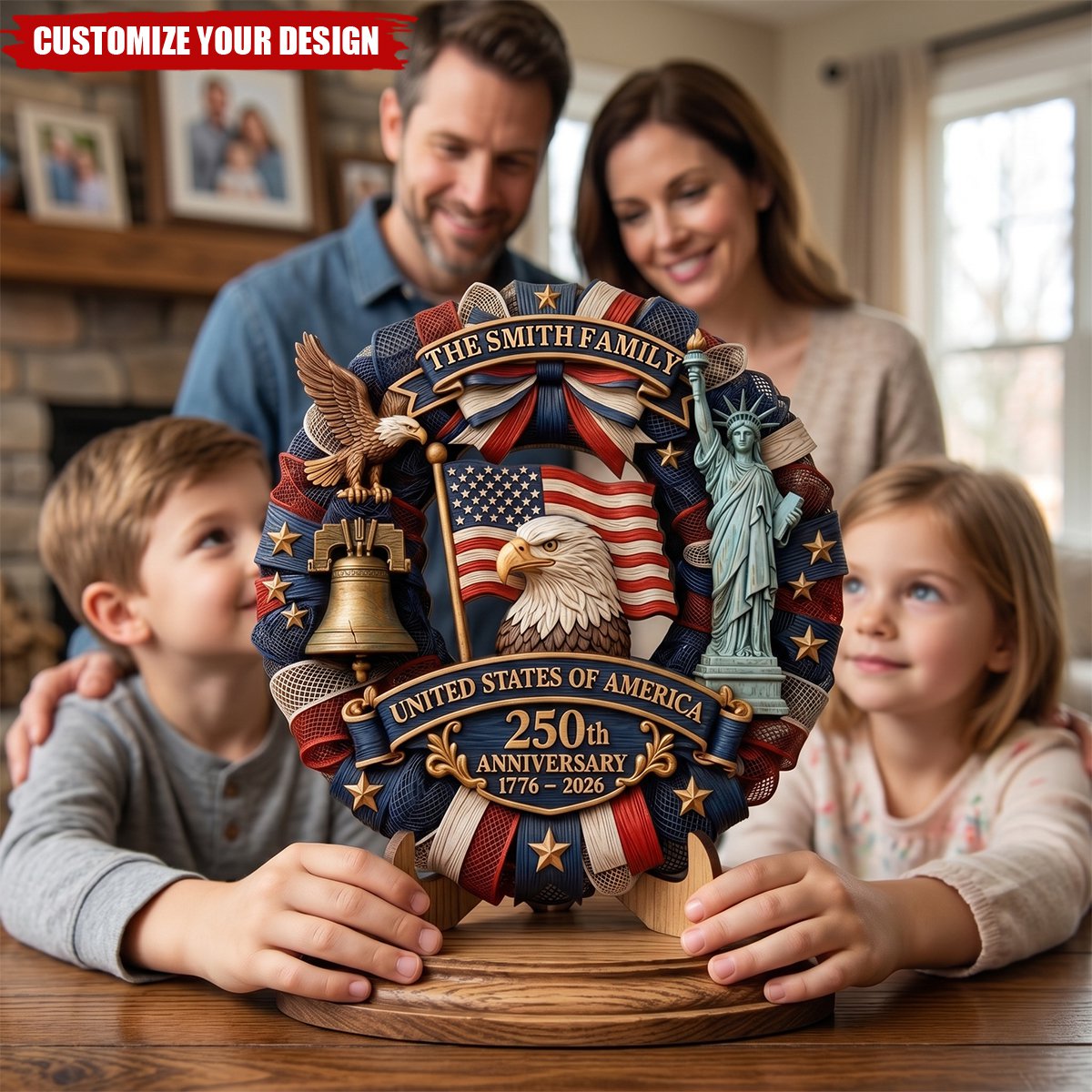 1776-2026 Eagle Liberty Bell - United States 250th Anniversary USA Patriotic Home Wooden Decor