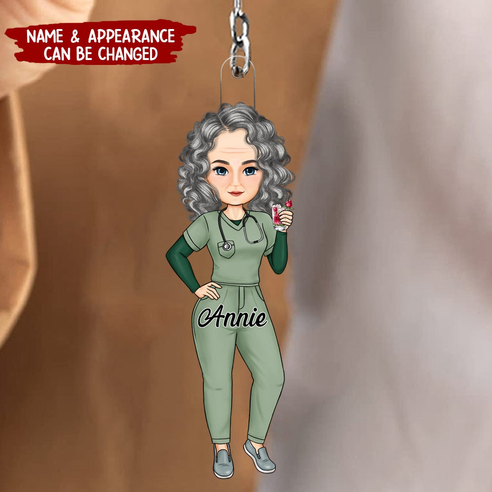 Personalized Nurse Doll Acrylic Keychain, Gift For Nurse