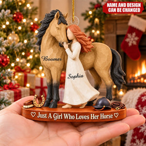 Personalized Just A Girl Who Loves Her Horse Christmas Ornament, Horse Lover Gift
