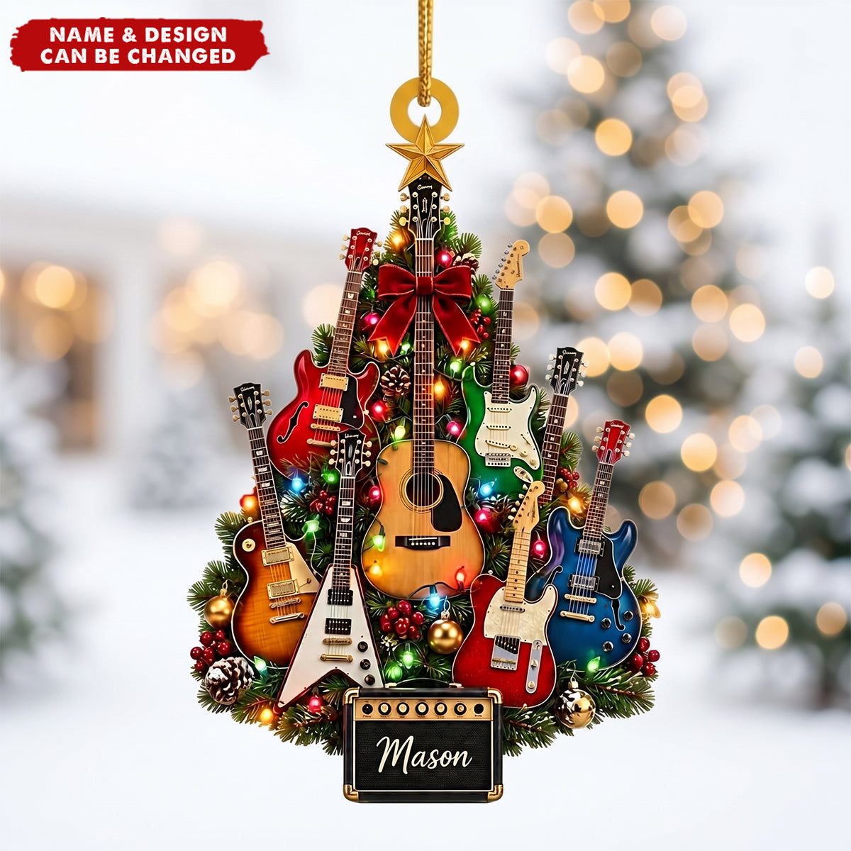 Personalized Guitar Christmas Ornament, Custom Music Keepsake