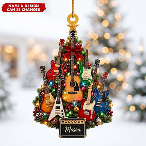 Personalized Guitar Christmas Ornament, Custom Music Keepsake