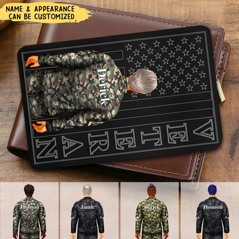 Stars And Stripes Veteran - Personalized Stainless Steel Wallet Card, Army Gift, Veteran Gift