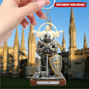 Christian Faithful Knight Acrylic Keychain - Personalized Gifts For Christian