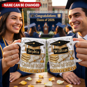 Custom 3D Inflated Effect Printed Mug - Personalized Graduation Gifts For Him, Her