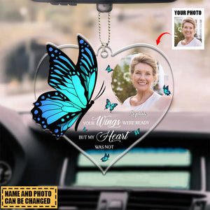 Memorial Car Ornament Your Wings Were Ready - Personalized Photo Car Ornament