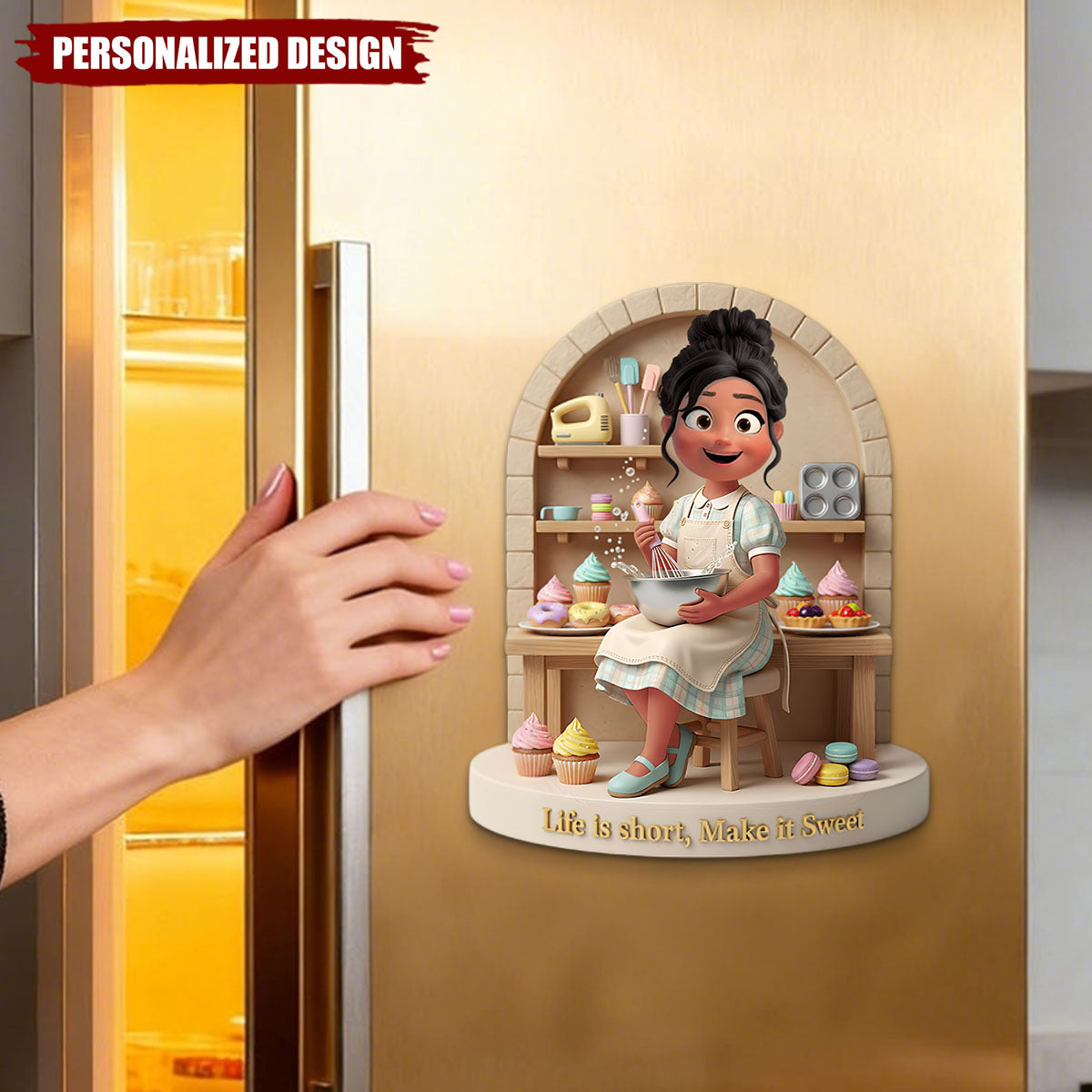 Sweet Baking Girl Fridge Magnet - Personalized Gift Cooking Lovers, Bakers