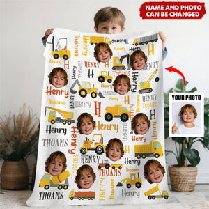 Custom Kid Face Construction - Personalized Baby Photo Blanket