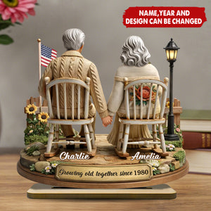 3D Effect Couple Sitting Together - Personalized 2-Layered Wooden Plaque - Heartfelt Valentine's Day Gift for Him, for Her