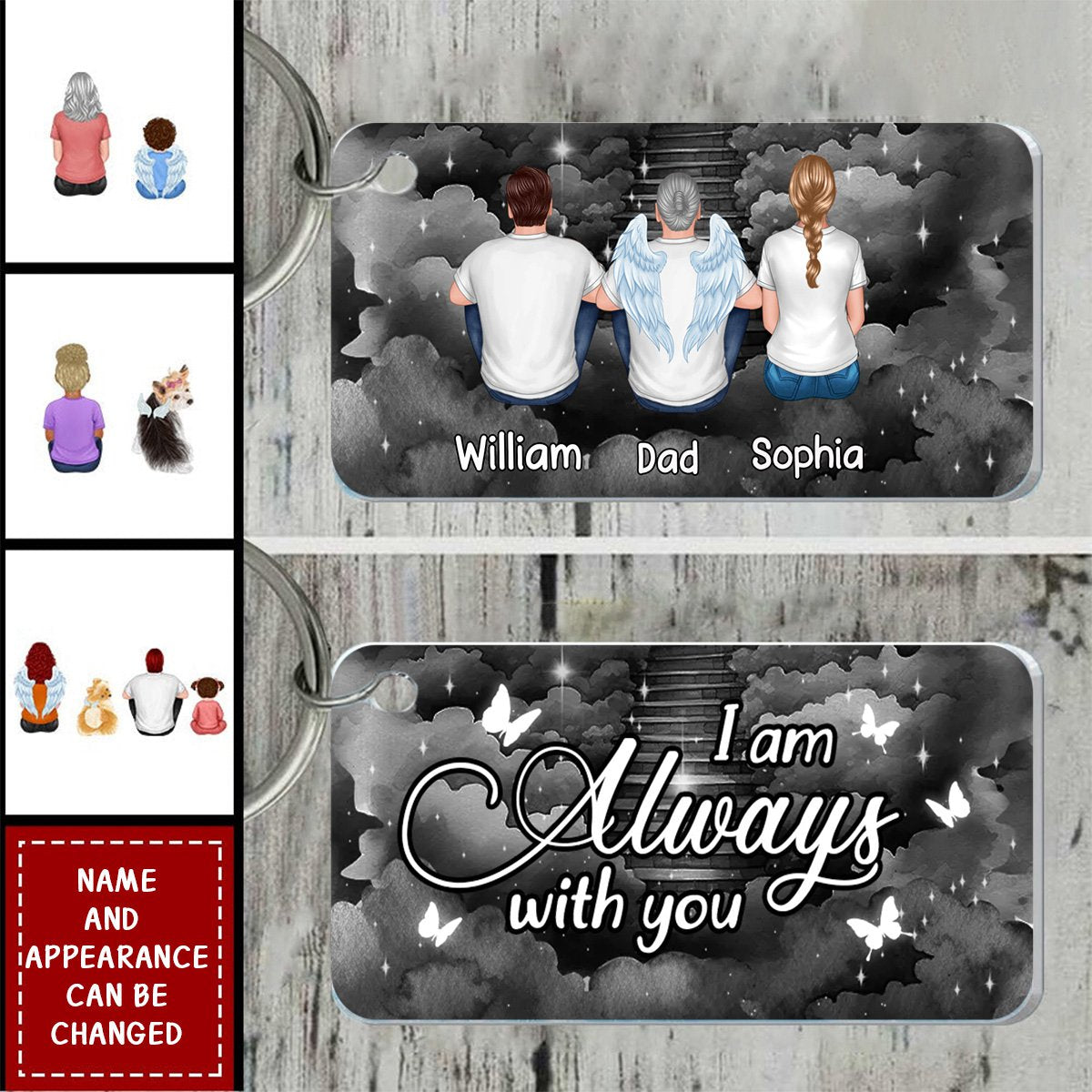 Always With You Night Sky Family Members Memorial Gift Personalized Acrylic Keychain
