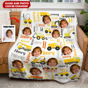 Custom Kid Face Construction - Personalized Baby Photo Blanket