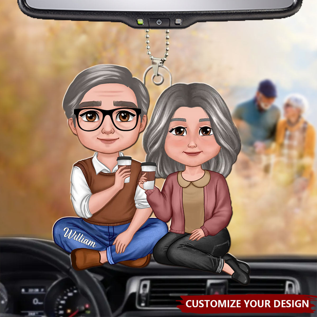 Doll Couple Sitting Personalized Acrylic Ornament